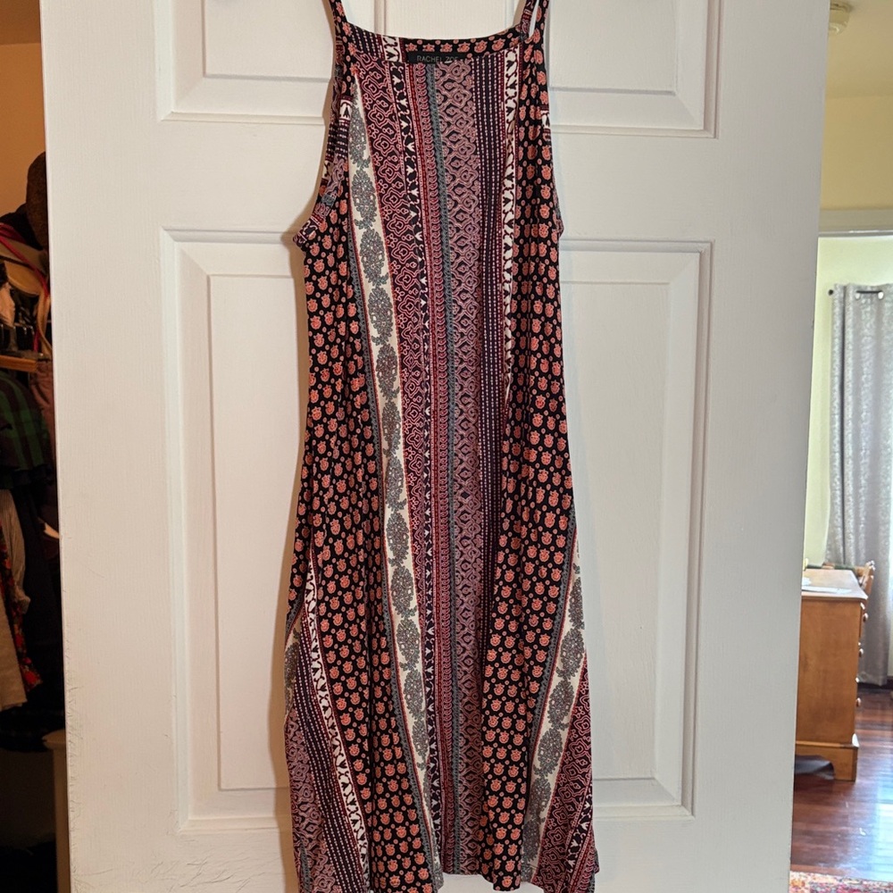 Rachel Zoe Pink and Black Patterned Midi Dress